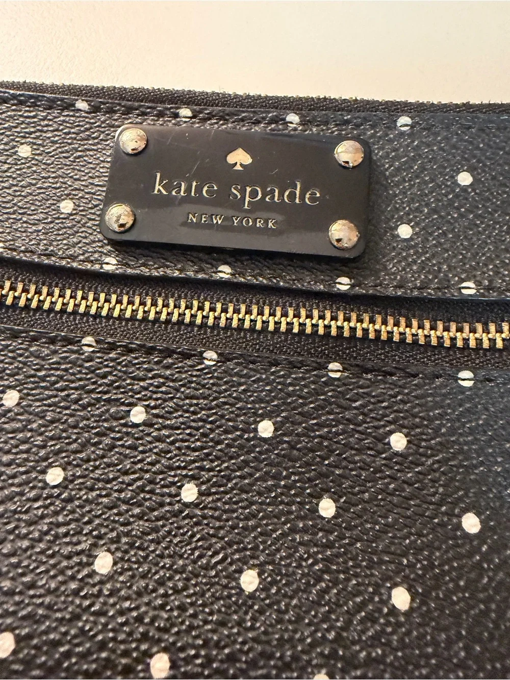 kate spade Black & White Polka Dot Wristlet Clutch